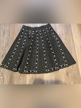 Faith & Zoe Black Circle Skirt with White Accent Trim